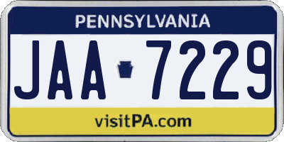 PA license plate JAA7229