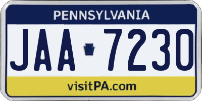 PA license plate JAA7230