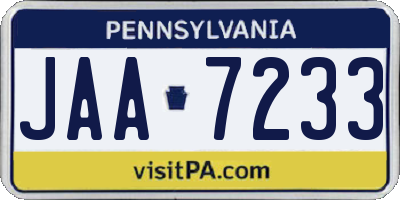 PA license plate JAA7233