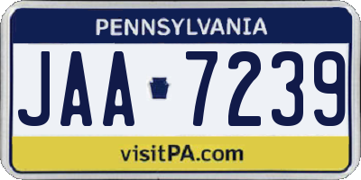 PA license plate JAA7239