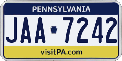 PA license plate JAA7242