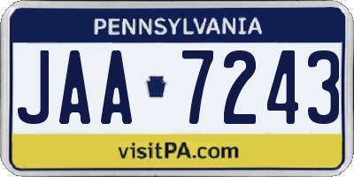 PA license plate JAA7243