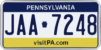 PA license plate JAA7248