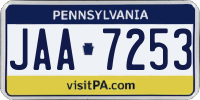 PA license plate JAA7253