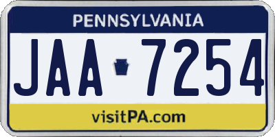 PA license plate JAA7254