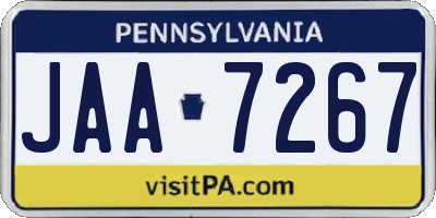 PA license plate JAA7267