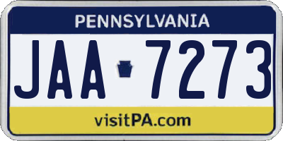 PA license plate JAA7273