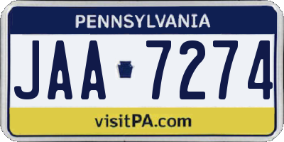 PA license plate JAA7274