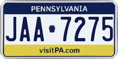 PA license plate JAA7275