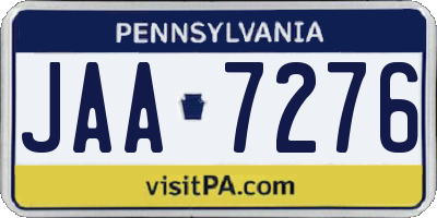 PA license plate JAA7276