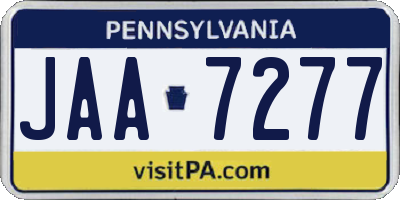 PA license plate JAA7277