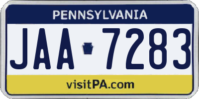 PA license plate JAA7283