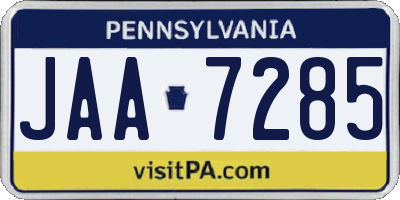 PA license plate JAA7285