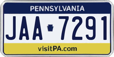 PA license plate JAA7291