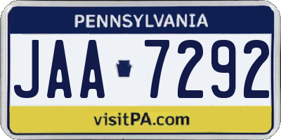 PA license plate JAA7292