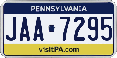 PA license plate JAA7295