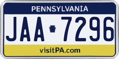 PA license plate JAA7296