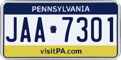 PA license plate JAA7301