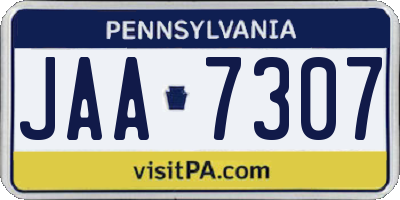 PA license plate JAA7307