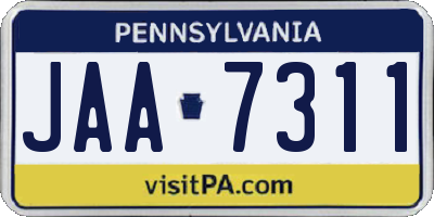 PA license plate JAA7311