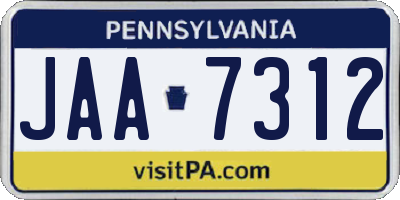 PA license plate JAA7312