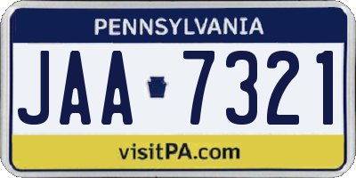 PA license plate JAA7321