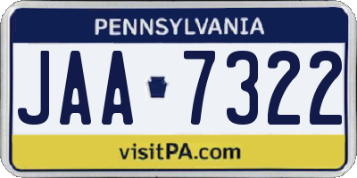 PA license plate JAA7322