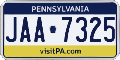 PA license plate JAA7325