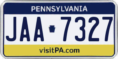 PA license plate JAA7327