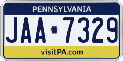 PA license plate JAA7329