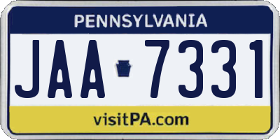 PA license plate JAA7331