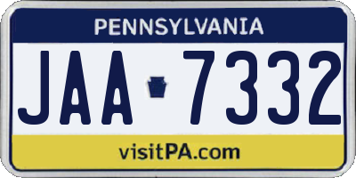 PA license plate JAA7332