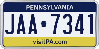 PA license plate JAA7341