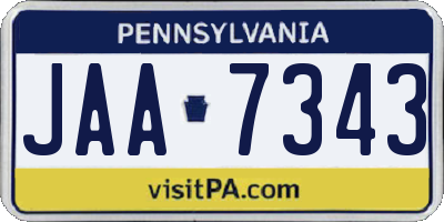 PA license plate JAA7343