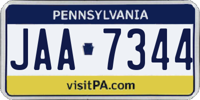 PA license plate JAA7344