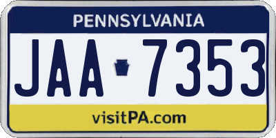 PA license plate JAA7353