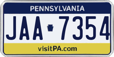 PA license plate JAA7354