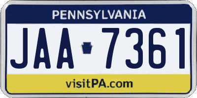 PA license plate JAA7361