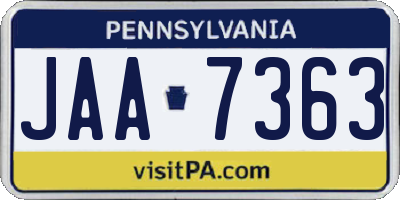 PA license plate JAA7363