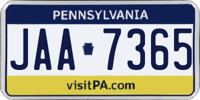 PA license plate JAA7365