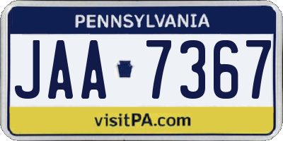 PA license plate JAA7367