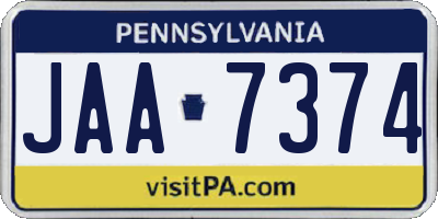 PA license plate JAA7374