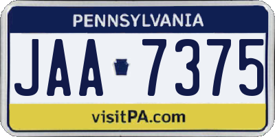 PA license plate JAA7375