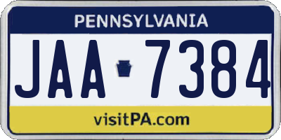 PA license plate JAA7384