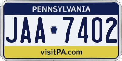 PA license plate JAA7402