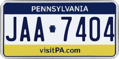 PA license plate JAA7404