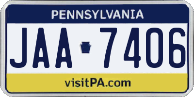 PA license plate JAA7406