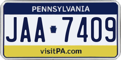 PA license plate JAA7409