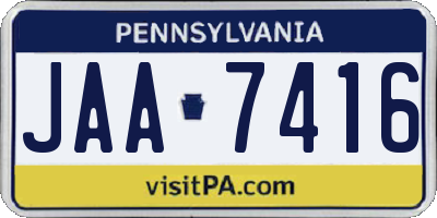 PA license plate JAA7416