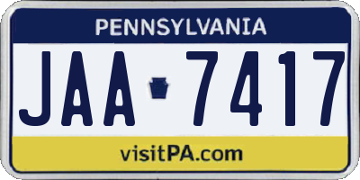 PA license plate JAA7417